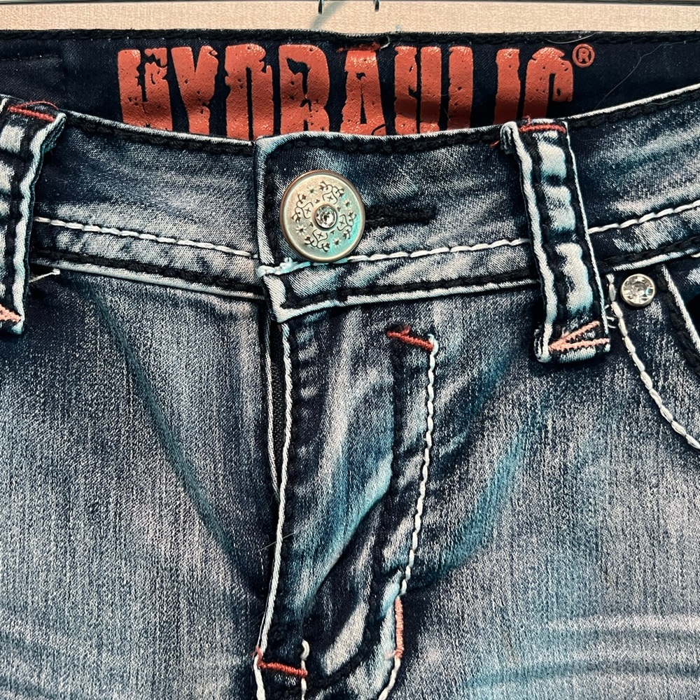 Hydraulic super stretch skinny jeans embellished pockets